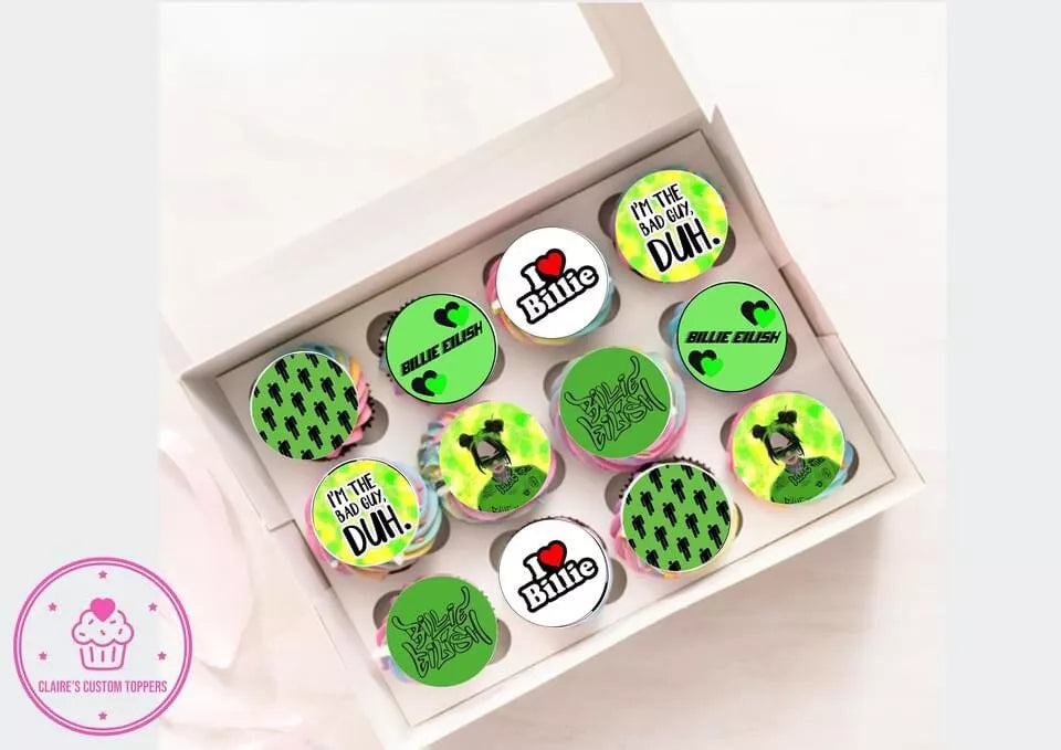 Personalised Billie Eilish Cupcake Edible Icing/Wafer Cake Toppers