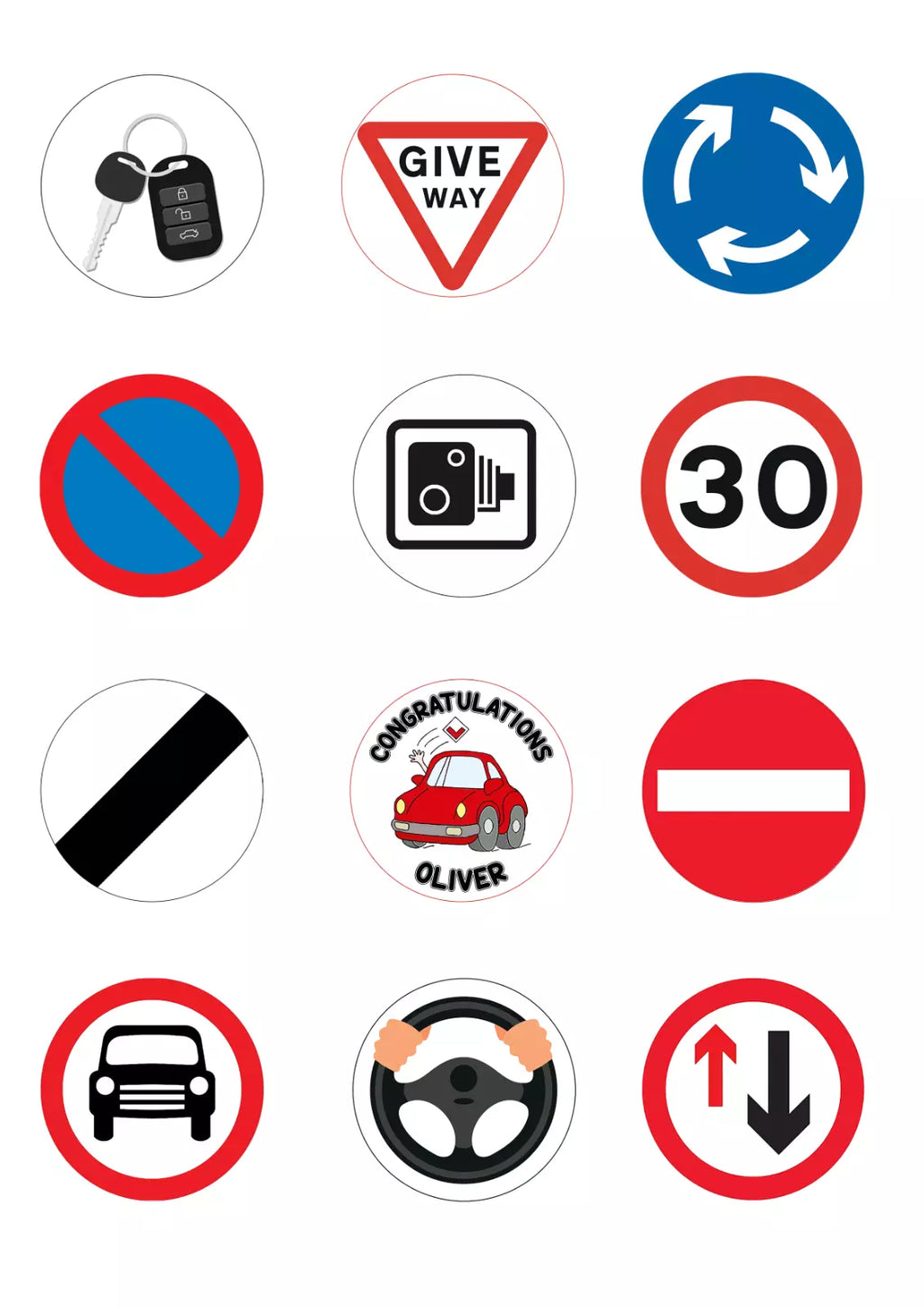 Personalised Driving Test Pass Cupcake Edible Icing/Wafer Cake Toppers