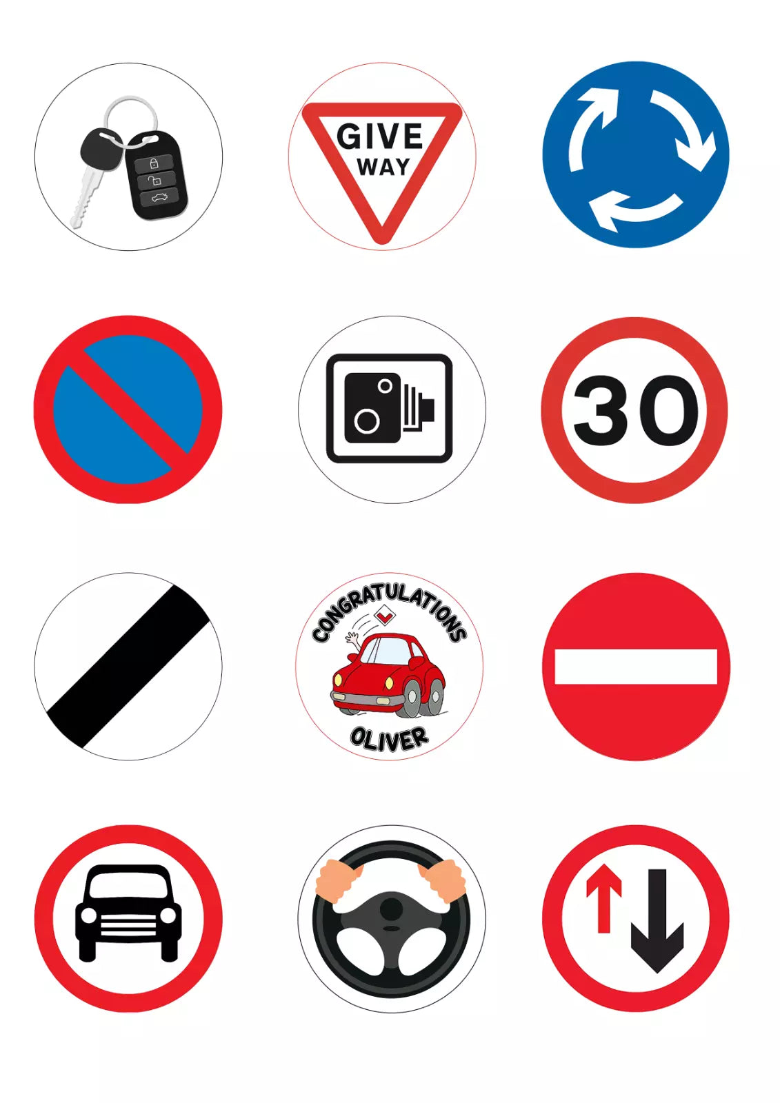 Personalised Driving Test Pass Cupcake Edible Icing/Wafer Cake Toppers