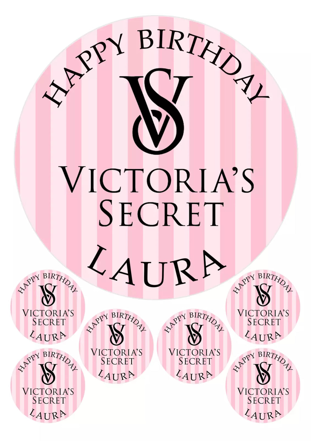 Personalised Victoria's Secret Edible Icing/Wafer Cake and Cupcake Toppers