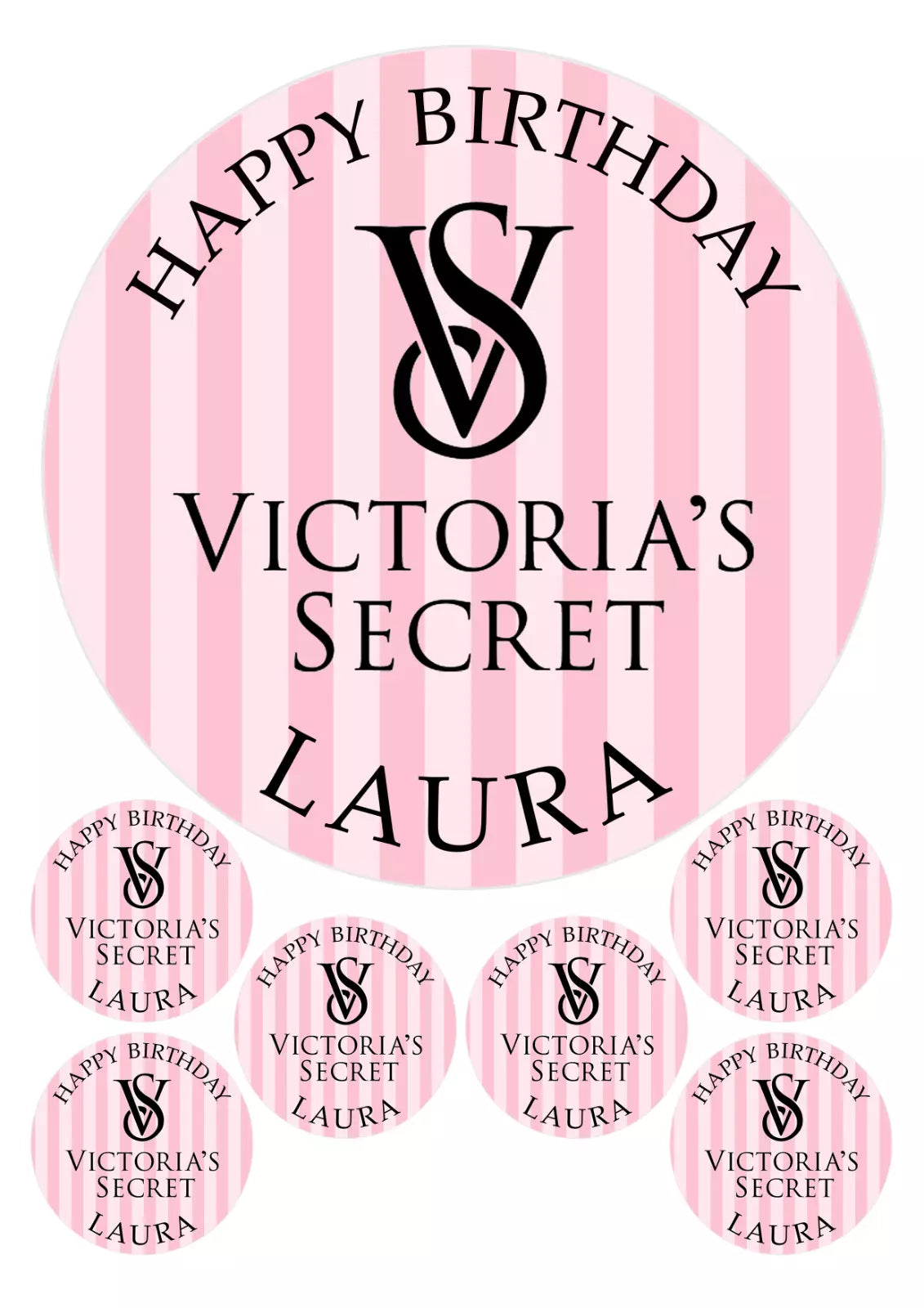 Personalised Victoria's Secret Edible Icing/Wafer Cake and Cupcake Toppers