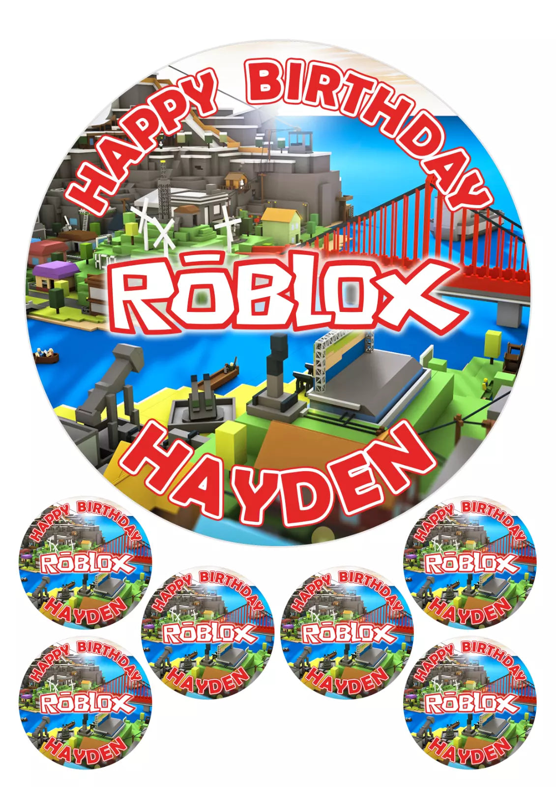 Personalised Roblox Edible Icing/Wafer Cupcake Toppers