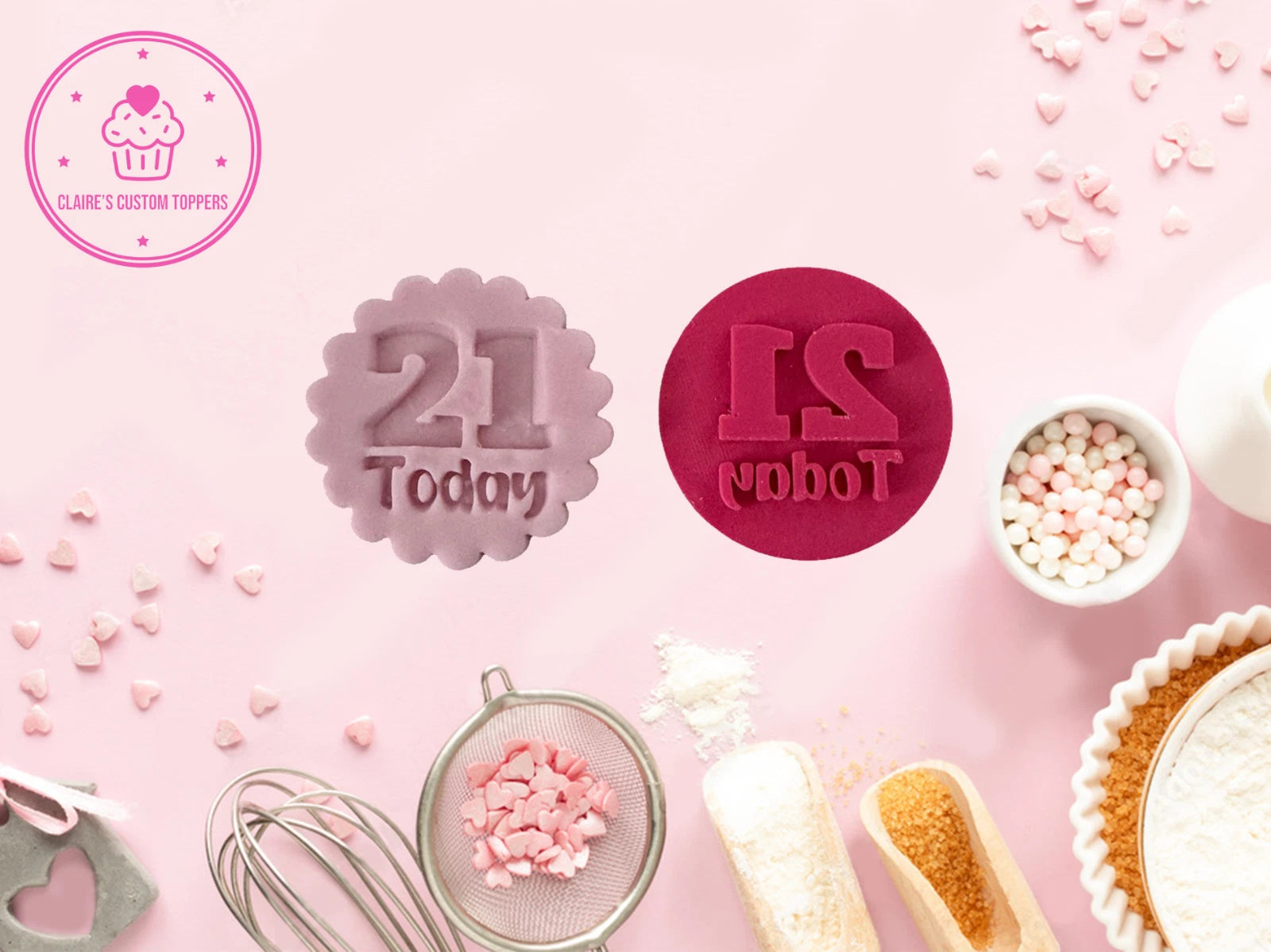 21 Today Round Birthday Cookie Embosser Stamp for Cupcakes