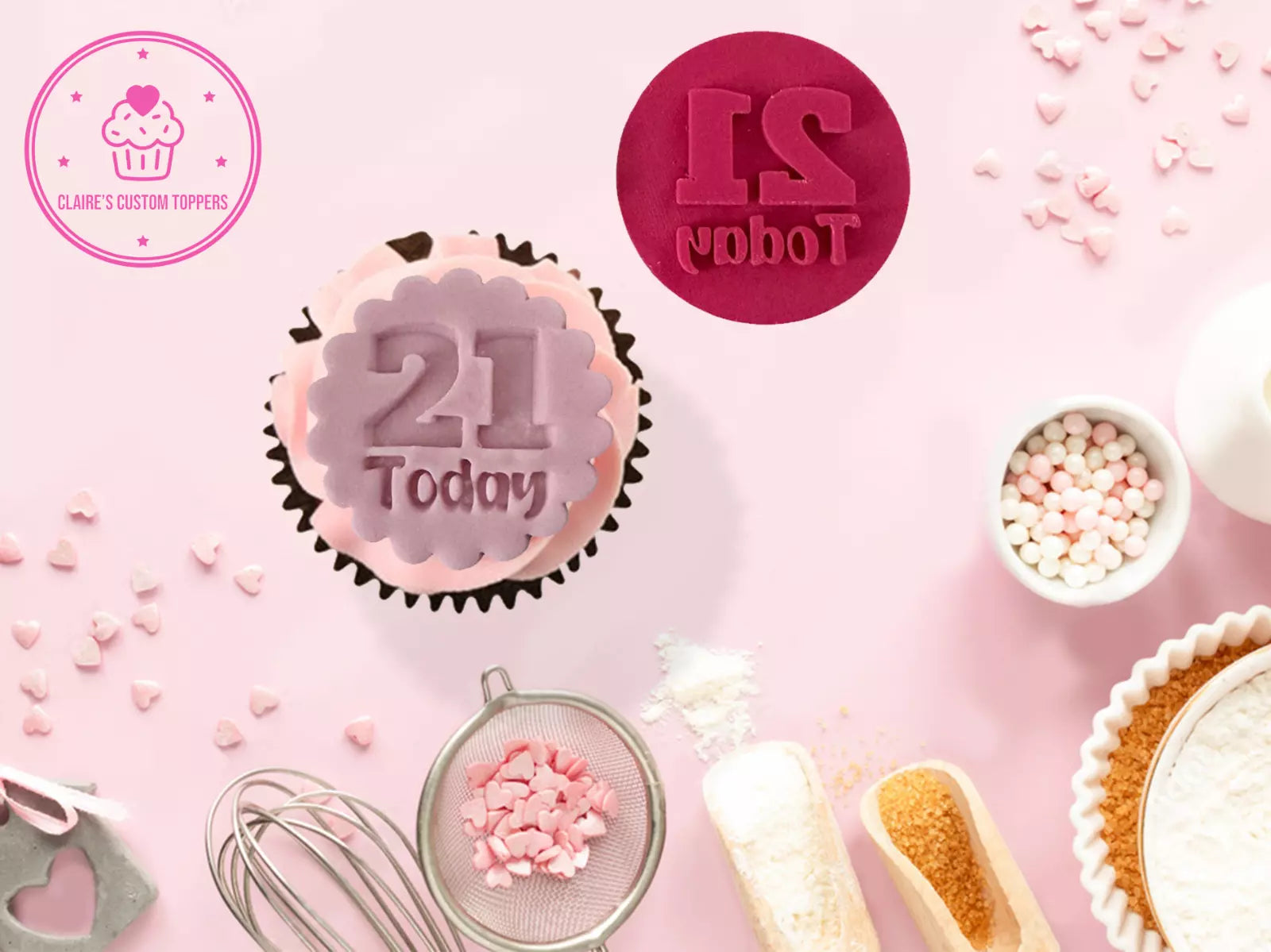 21 Today Round Birthday Cookie Embosser Stamp for Cupcakes