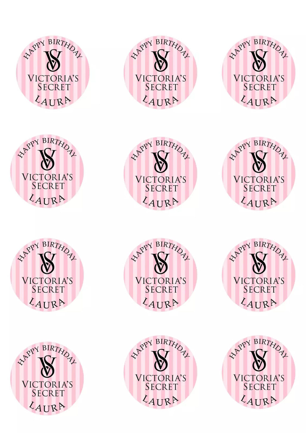 Personalised Victoria's Secret Edible Icing/Wafer Cake and Cupcake Toppers