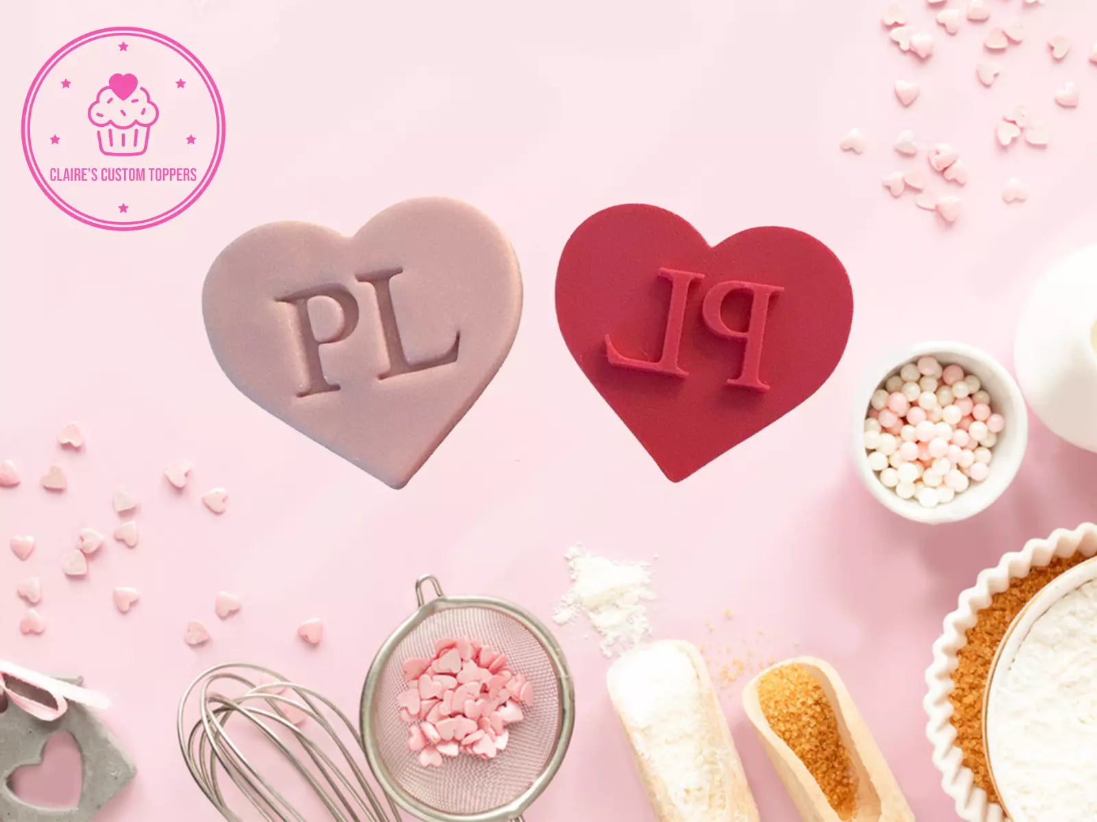 Plouise 'PL' Make Up Round Cookie Embosser Stamp for Cupcakes