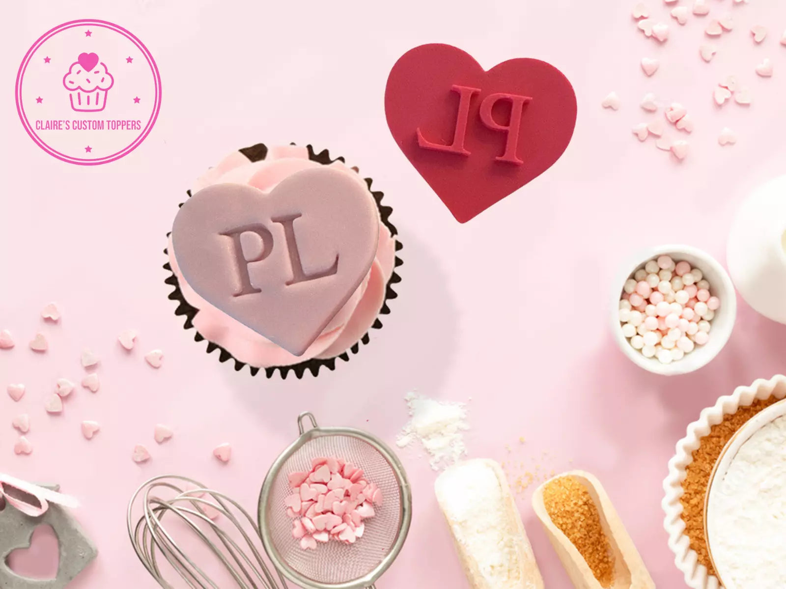 Plouise 'PL' Make Up Round Cookie Embosser Stamp for Cupcakes