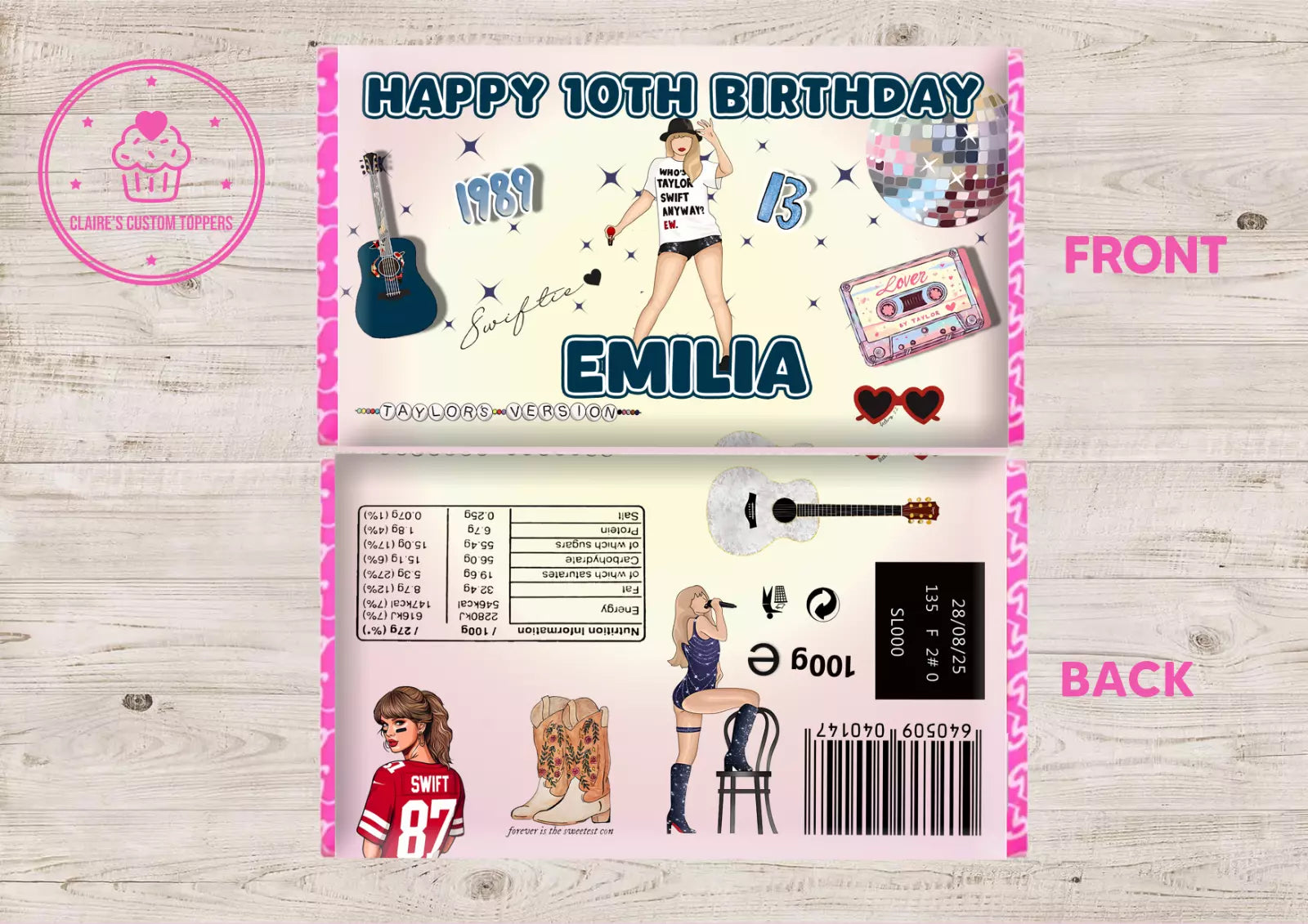 Personalised Taylor Swift (Swiftie) Chocolate Bar Wrapper