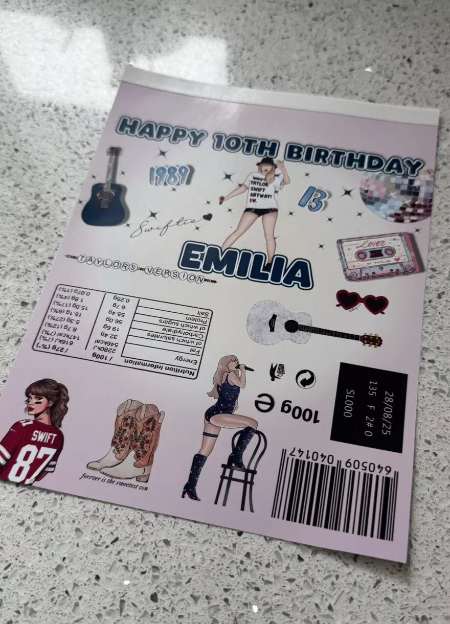 Personalised Taylor Swift (Swiftie) Chocolate Bar Wrapper