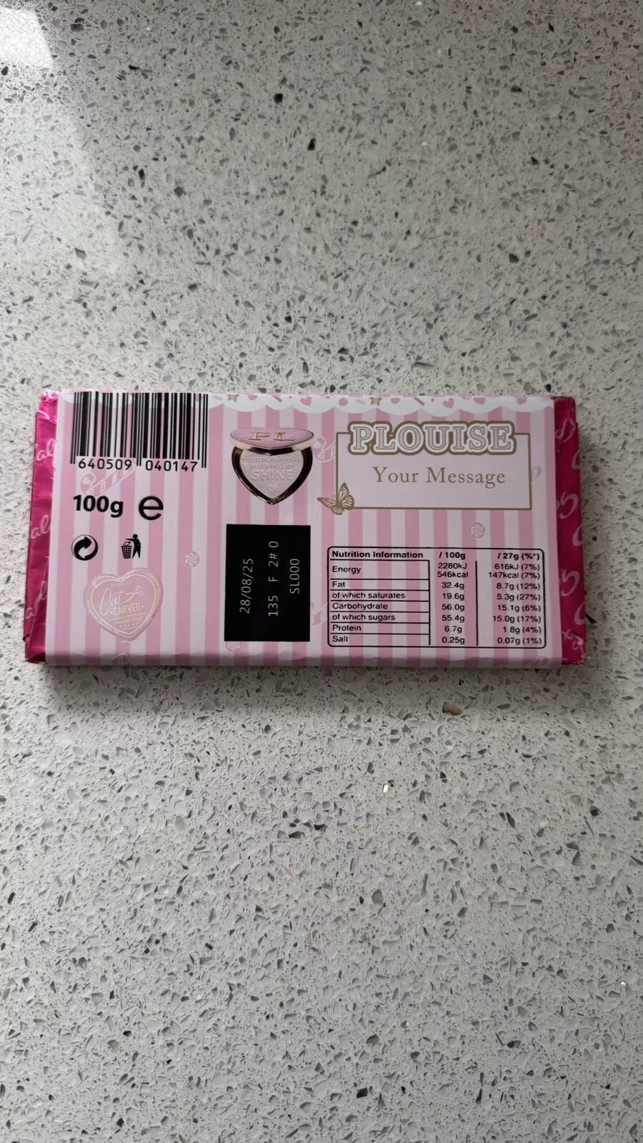 Personalised Plouise Christmas Make Up Chocolate Bar Wrapper