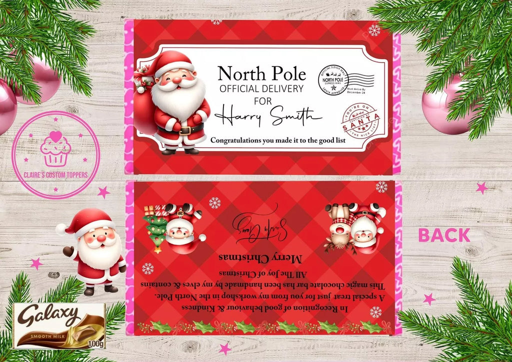 Personalised Merry Christmas Eve Chocolate Bar Wrapper