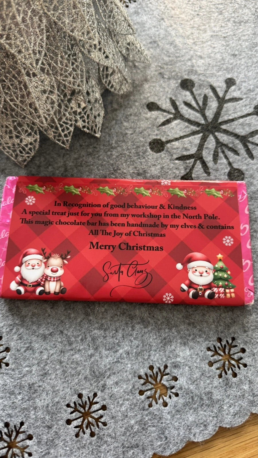 Personalised Merry Christmas Eve Chocolate Bar Wrapper