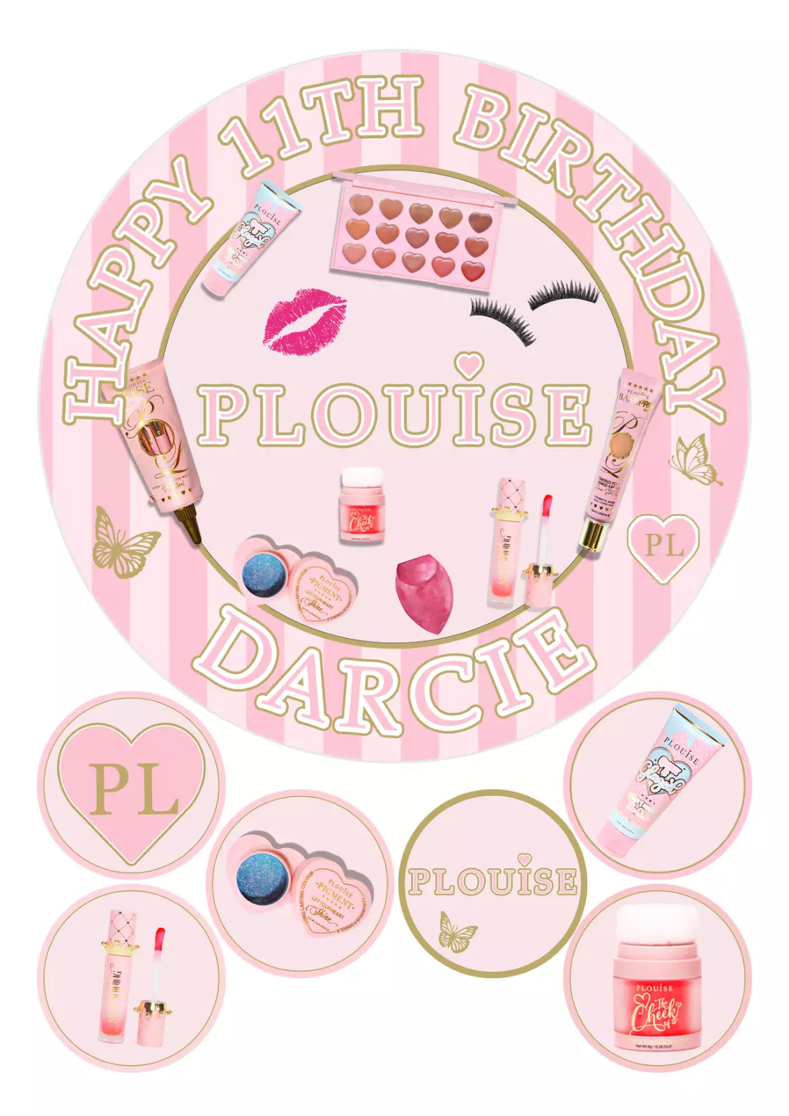 Personalised Plouise Fashion Make Up Edible Icing/Wafer Cake and Cupcake Toppers