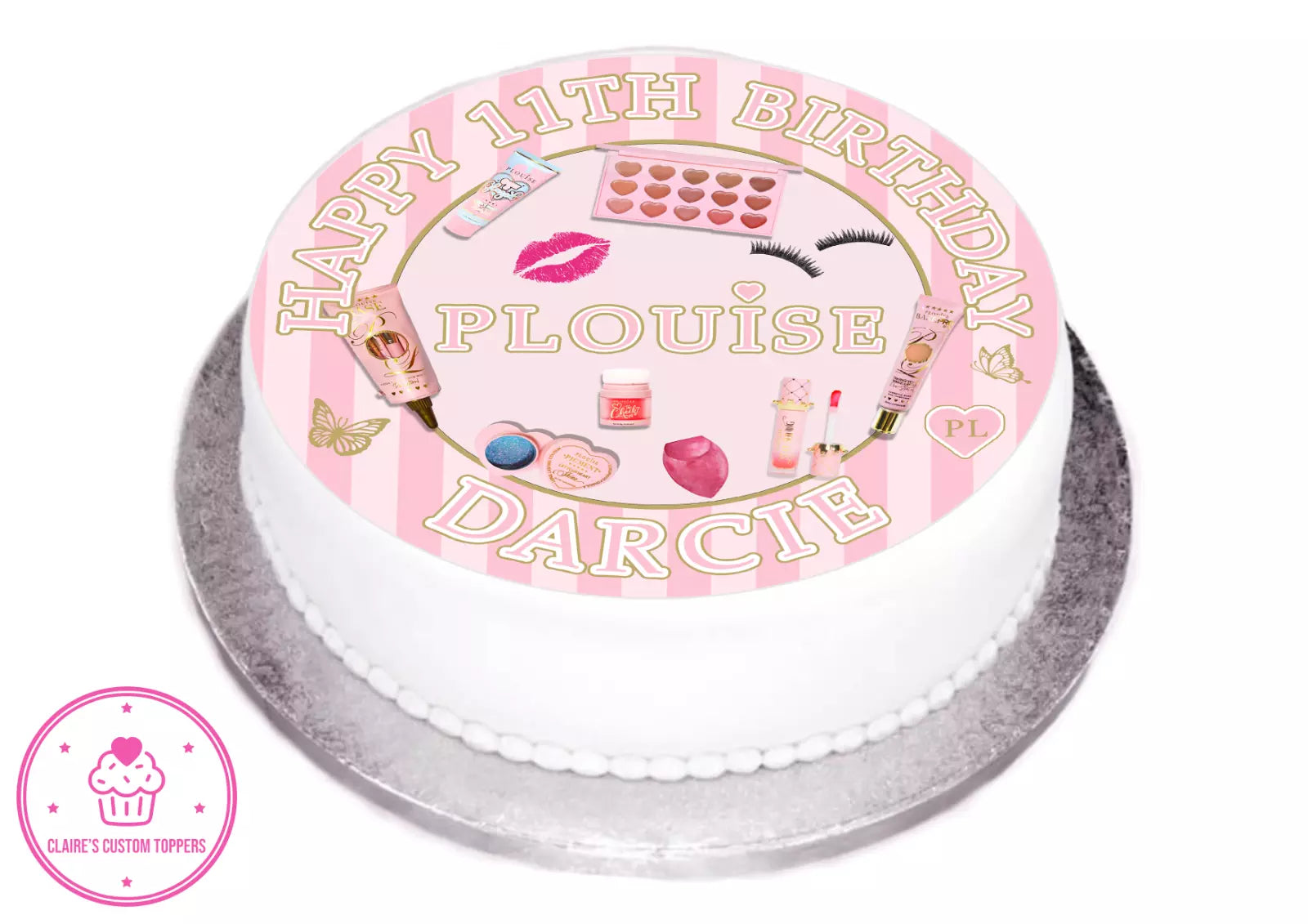 Personalised Plouise Fashion Make Up Edible Icing/Wafer Cake and Cupcake Toppers