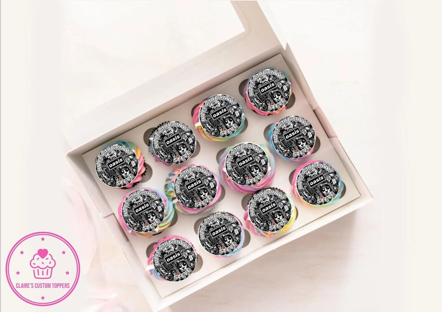 Personalised Oasis Band Edible Icing/Wafer Cake and Cupcake Toppers