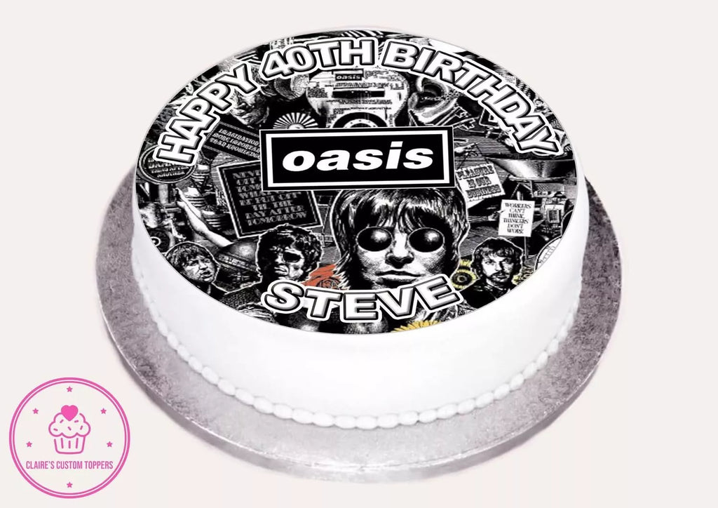 Personalised Oasis Band Edible Icing/Wafer Cake and Cupcake Toppers