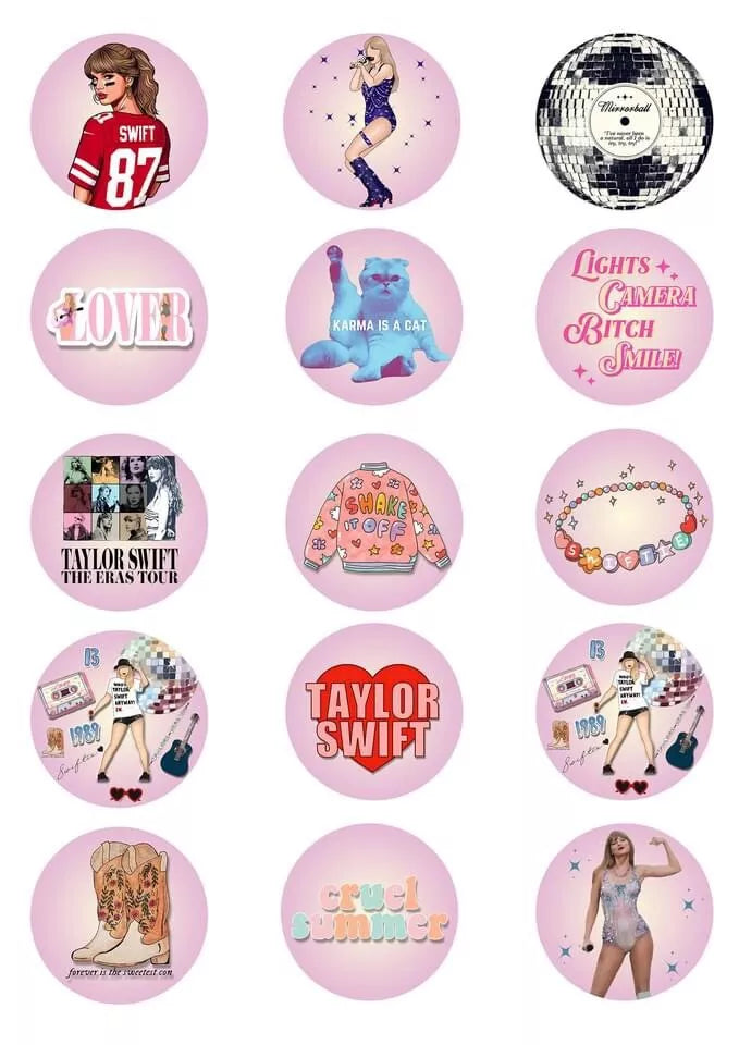 Taylor Swift Swiftie Concert Icing/Wafer Cupcake Toppers