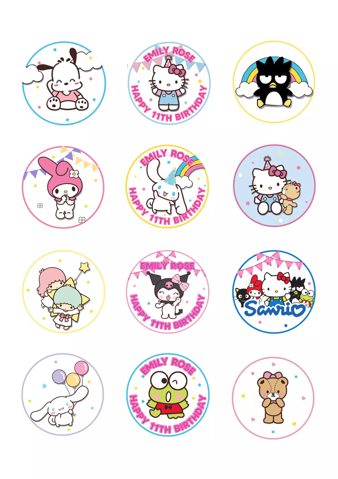 Sanrio Characters Edible Icing/Wafer Cupcake Toppers